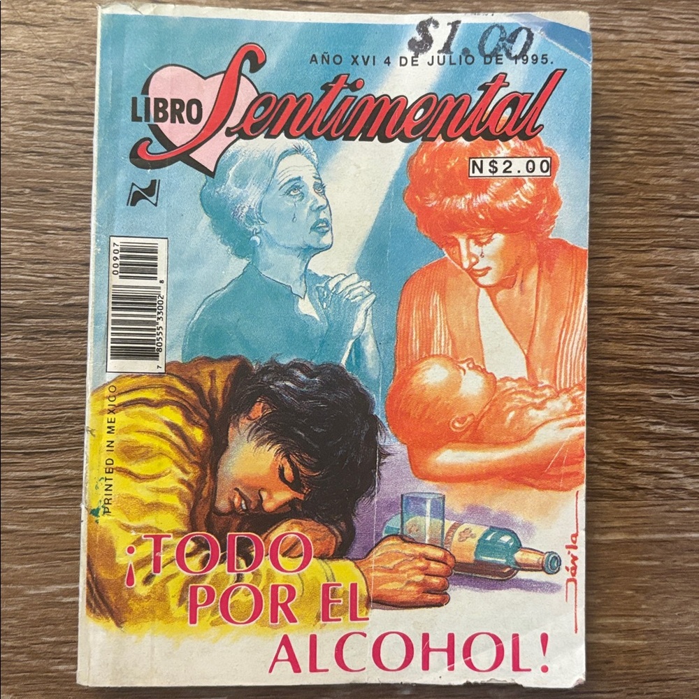 Vintage Spanish Novel Comic Book with Colorful Libro Sentimental